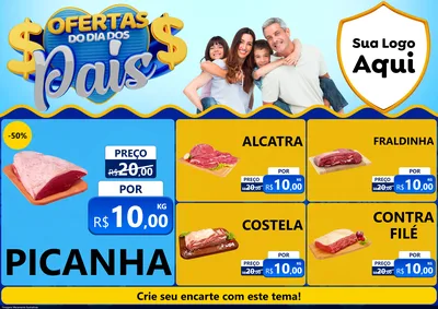 Modelo de Encarte para Encarte A4 Horizontal com o tema Ofertas do Dia dos Pais para Açougue