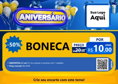 Modelo de Cartaz para Cartaz A4 Horizontal com o tema Aniversário para Brinquedos