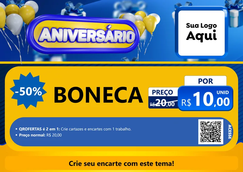 Modelo de Cartaz para Cartaz A4 Horizontal com o tema Aniversário para Brinquedos