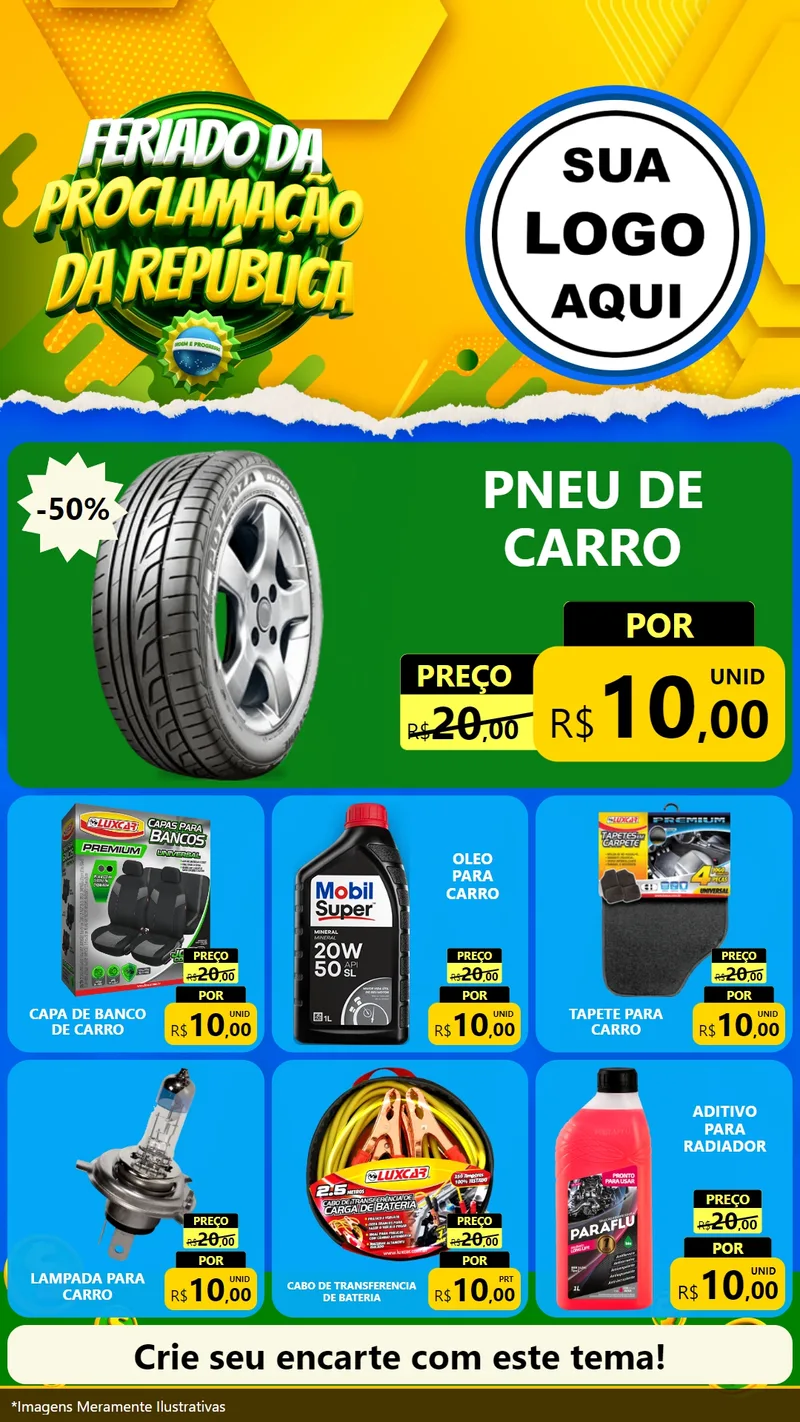 Modelo de Rede Social para Stories com o tema Feriado da Proclamação da República para Auto peças