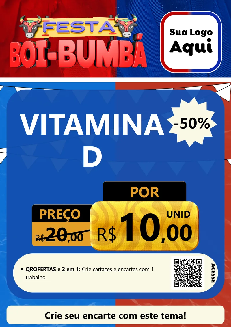 Modelo de Cartaz para Cartaz A4 Vertical com o tema Festa Boi Bumbá para Farmácia