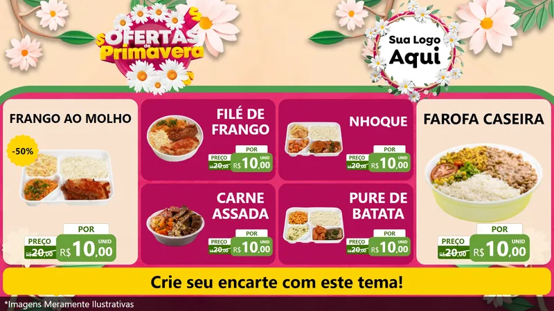 Modelo de TV para TV Horizontal com o tema Ofertas de Primavera para Restaurante