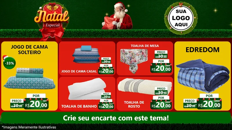 Modelo de TV para TV Horizontal com o tema Natal Especial para Cama, Mesa e Banho