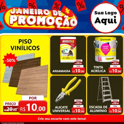 Modelo de Rede Social para Feed Facebook com o tema Janeiro de Promoção para Material para Construção