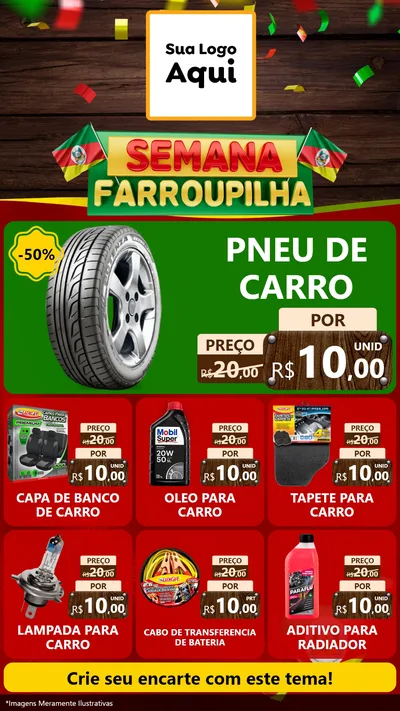 Modelo de Rede Social para Stories com o tema Semana Farroupilha para Auto peças