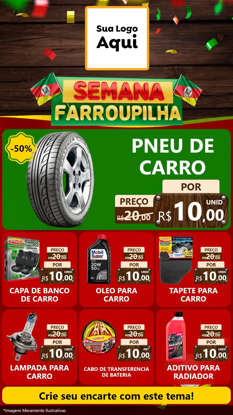 Modelo de Rede Social para Stories com o tema Semana Farroupilha para Auto peças
