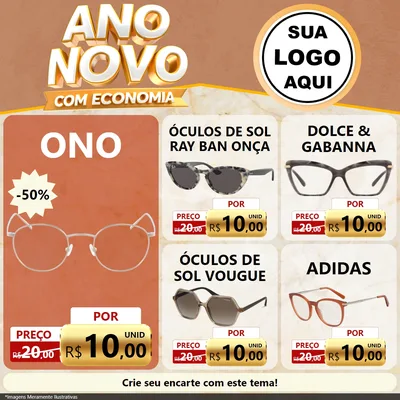 Modelo de Rede Social para Feed Facebook com o tema Ano Novo Com Economia para Óticas