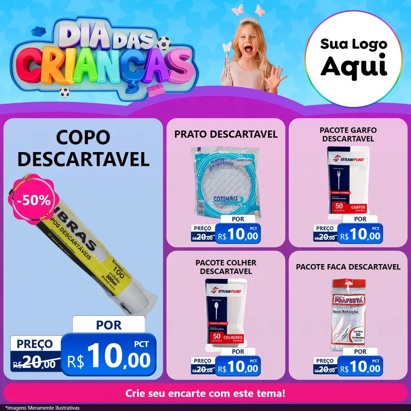 Modelo de Rede Social para Feed Facebook com o tema Dia Das Crianças para Embalagens
