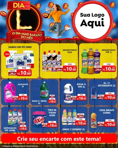 Modelo de Rede Social para Feed Instagram com o tema Dia L - O Dia Mais Barato Do Mês para Produtos de Limpeza