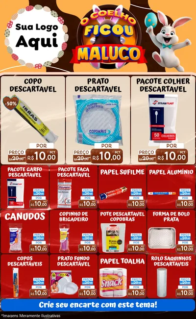 Modelo de Encarte para Encarte Grande com o tema O Coelho Ficou Maluco - Páscoa para Embalagens