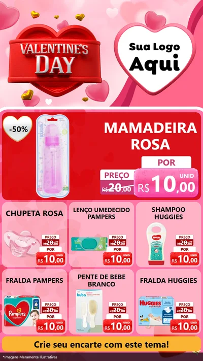 Modelo de Rede Social para Stories com o tema Valentine's Day para Bebês