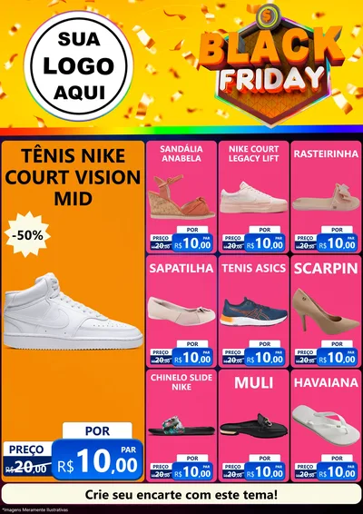 Modelo de Encarte para Encarte A4 Vertical com o tema Black Friday para Calçados