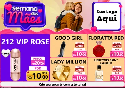Modelo de Encarte para Encarte A4 Horizontal com o tema Semana das Mães para Perfumes