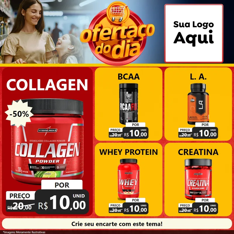 Modelo de Rede Social para Feed Facebook com o tema Ofertaço Do Dia para Suplementos alimentares