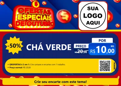 Modelo de Cartaz para Cartaz A4 Horizontal com o tema Ofertas Especiais de Outubro para Produtos Naturais