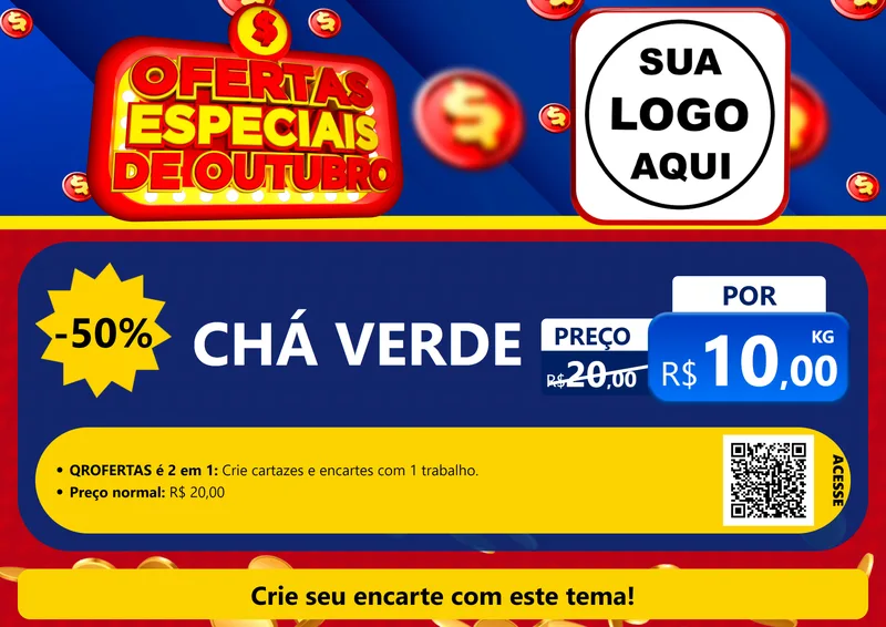 Modelo de Cartaz para Cartaz A4 Horizontal com o tema Ofertas Especiais de Outubro para Produtos Naturais