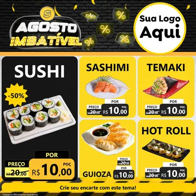Modelo de Rede Social para Feed Facebook com o tema Agosto Imbatível para Comida japonesa