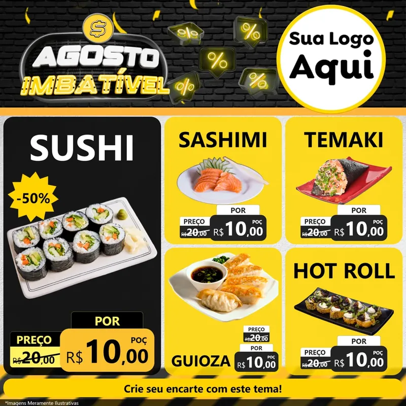 Modelo de Rede Social para Feed Facebook com o tema Agosto Imbatível para Comida japonesa