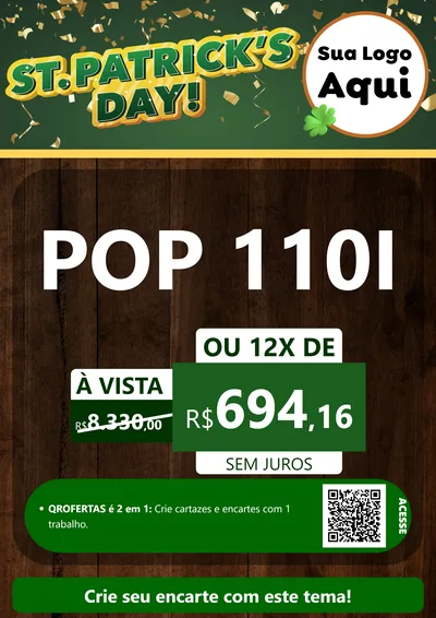 Modelo de Cartaz para Cartaz A4 Vertical com o tema St Patriks Day para Concessionaria de Motos
