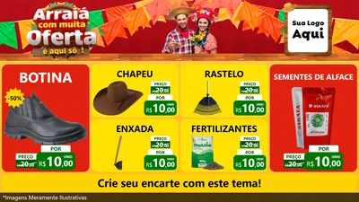 Modelo de TV para TV Horizontal com o tema Arraiá Com Muita Oferta - É Aqui Sô! para Agropecuária