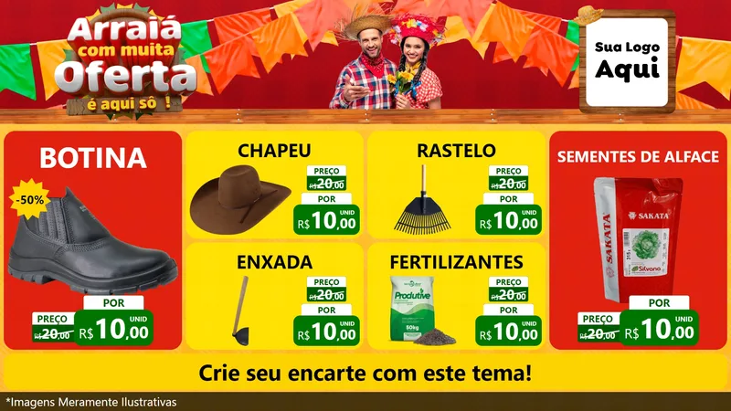 Modelo de TV para TV Horizontal com o tema Arraiá Com Muita Oferta - É Aqui Sô! para Agropecuária