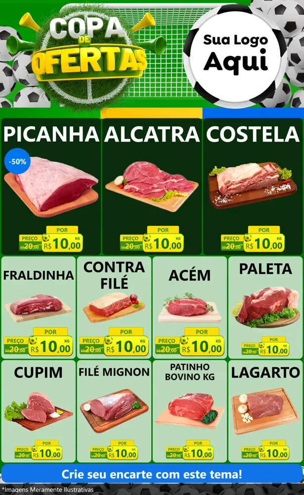 Modelo de Encarte para Encarte Grande com o tema Copa De Ofertas para Açougue