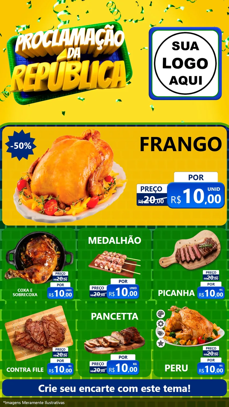 Modelo de Rede Social para Stories com o tema Proclamação da República para Assados