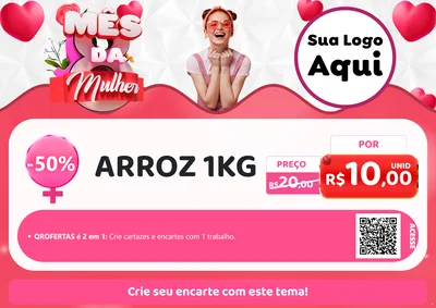 Modelo de Cartaz para Cartaz A4 Horizontal com o tema Mês da Mulher para Supermercado