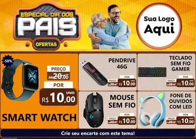 Modelo de Encarte para Encarte A4 Horizontal com o tema Especial Dia dos Pais para Informática