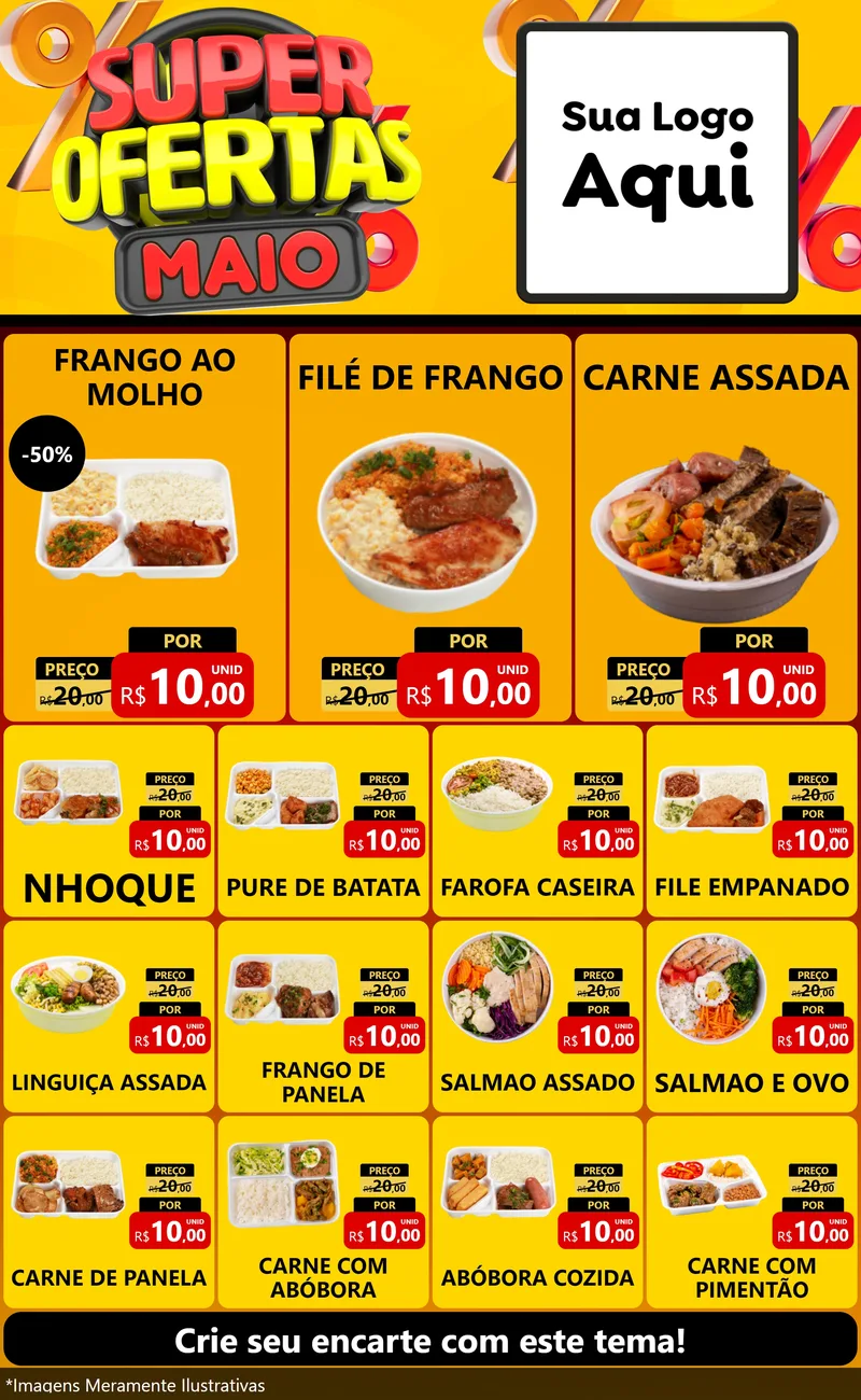 Modelo de Encarte para Encarte Grande com o tema Super Ofertas Maio para Restaurante