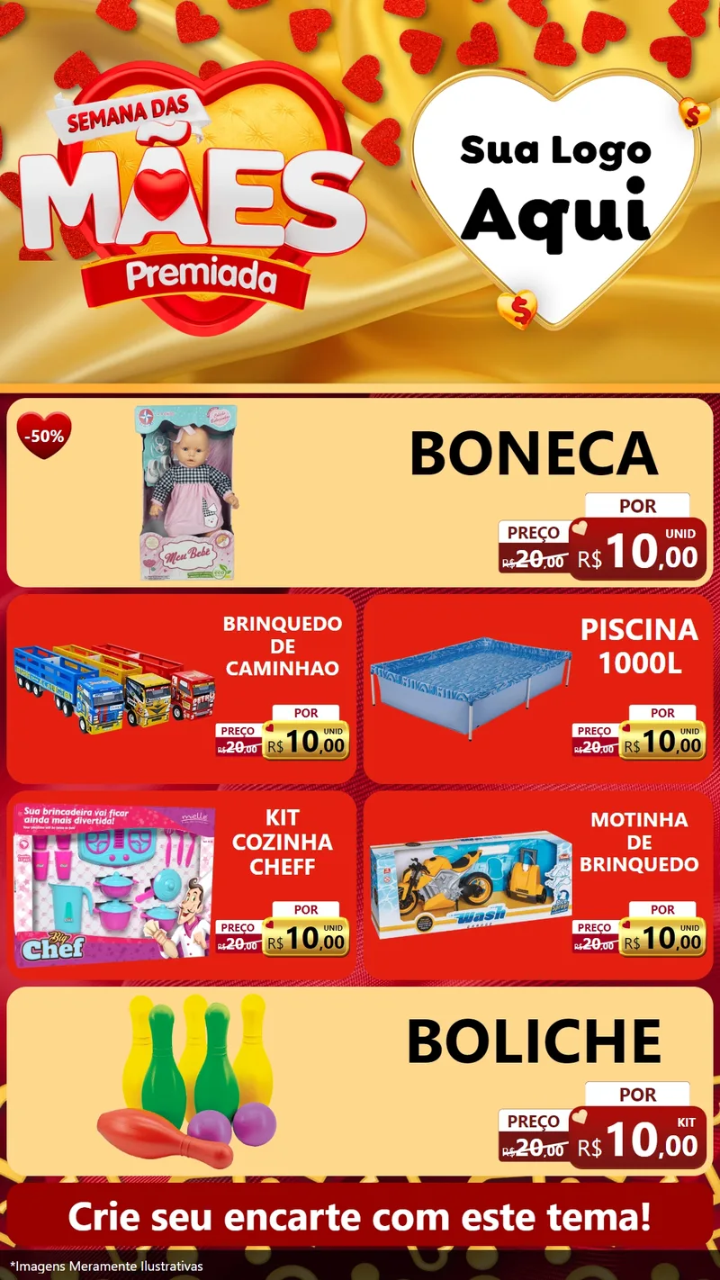Modelo de TV para TV Vertical com o tema Semana das Mães Premiada para Brinquedos