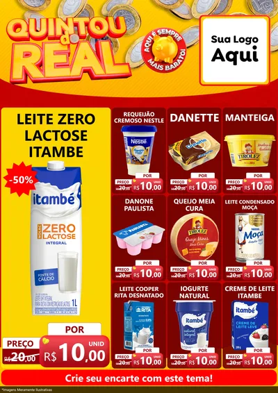 Modelo de Encarte para Encarte A4 Vertical com o tema Quintou do Real para Frios e Laticínios