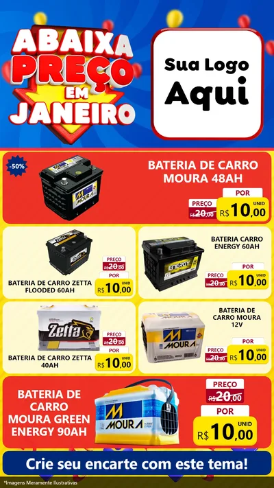 Modelo de TV para TV Vertical com o tema Abaixa Preço em Janeiro para Baterias Elétricas