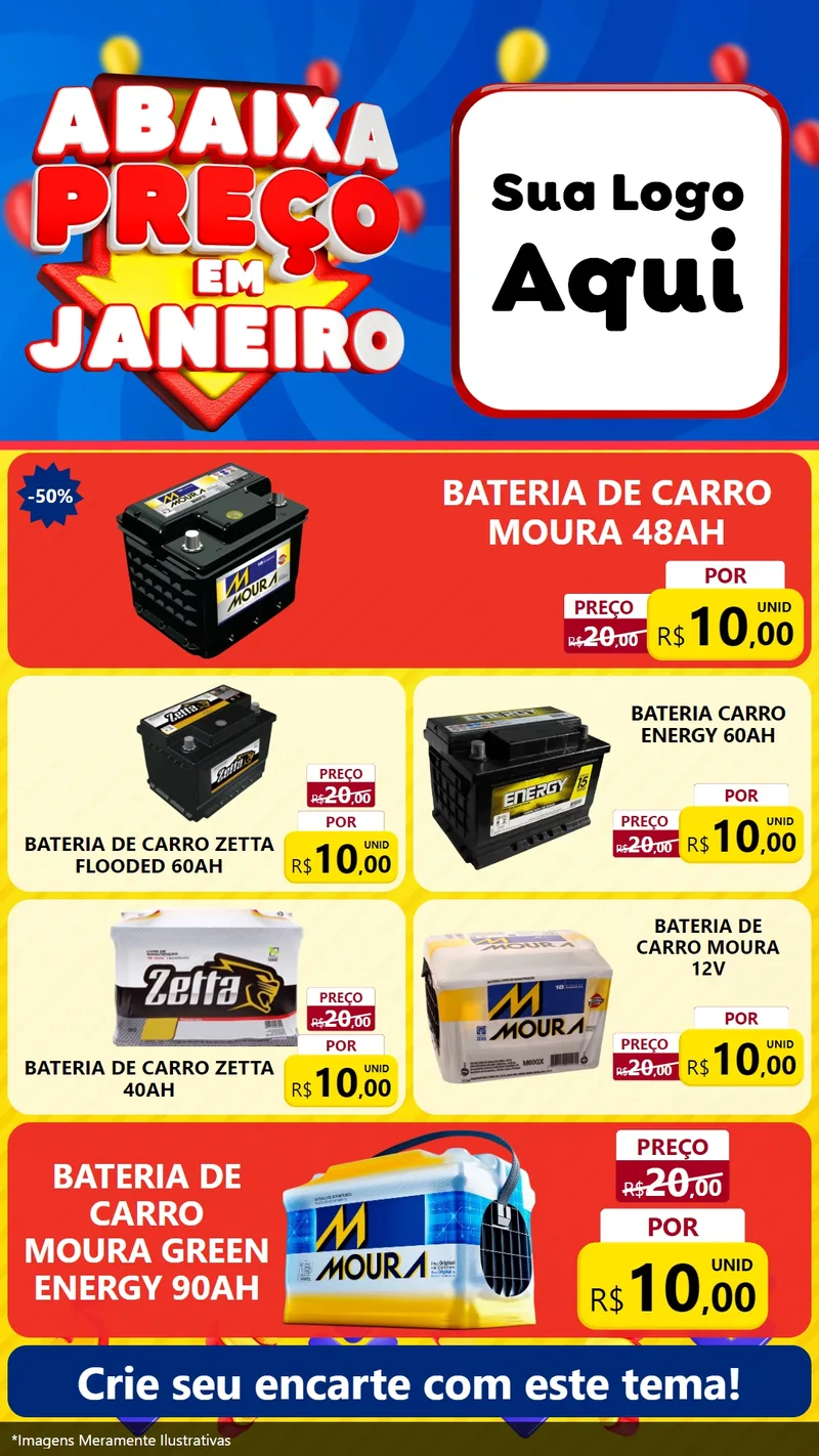 Modelo de TV para TV Vertical com o tema Abaixa Preço em Janeiro para Baterias Elétricas