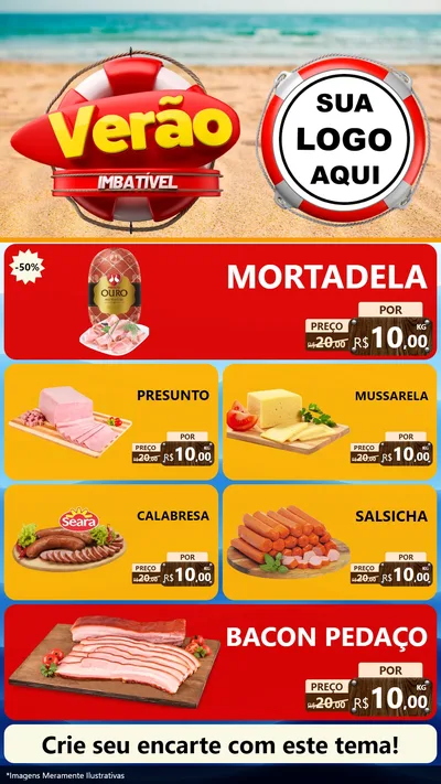 Modelo de TV para TV Vertical com o tema Verão Imbatível para Frios e Laticínios