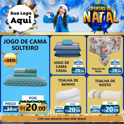Modelo de Rede Social para Feed Facebook com o tema Ofertas de Natal para Cama, Mesa e Banho