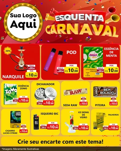 Modelo de Rede Social para Feed Instagram com o tema Esquenta Carnaval para Tabacaria