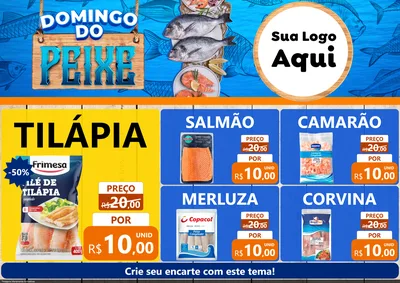 Modelo de Encarte para Encarte A4 Horizontal com o tema Domingo do Peixe para Peixaria