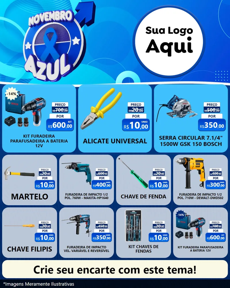 Modelo de Rede Social para Feed Instagram com o tema Novembro Azul para Maquinas e Ferramentas