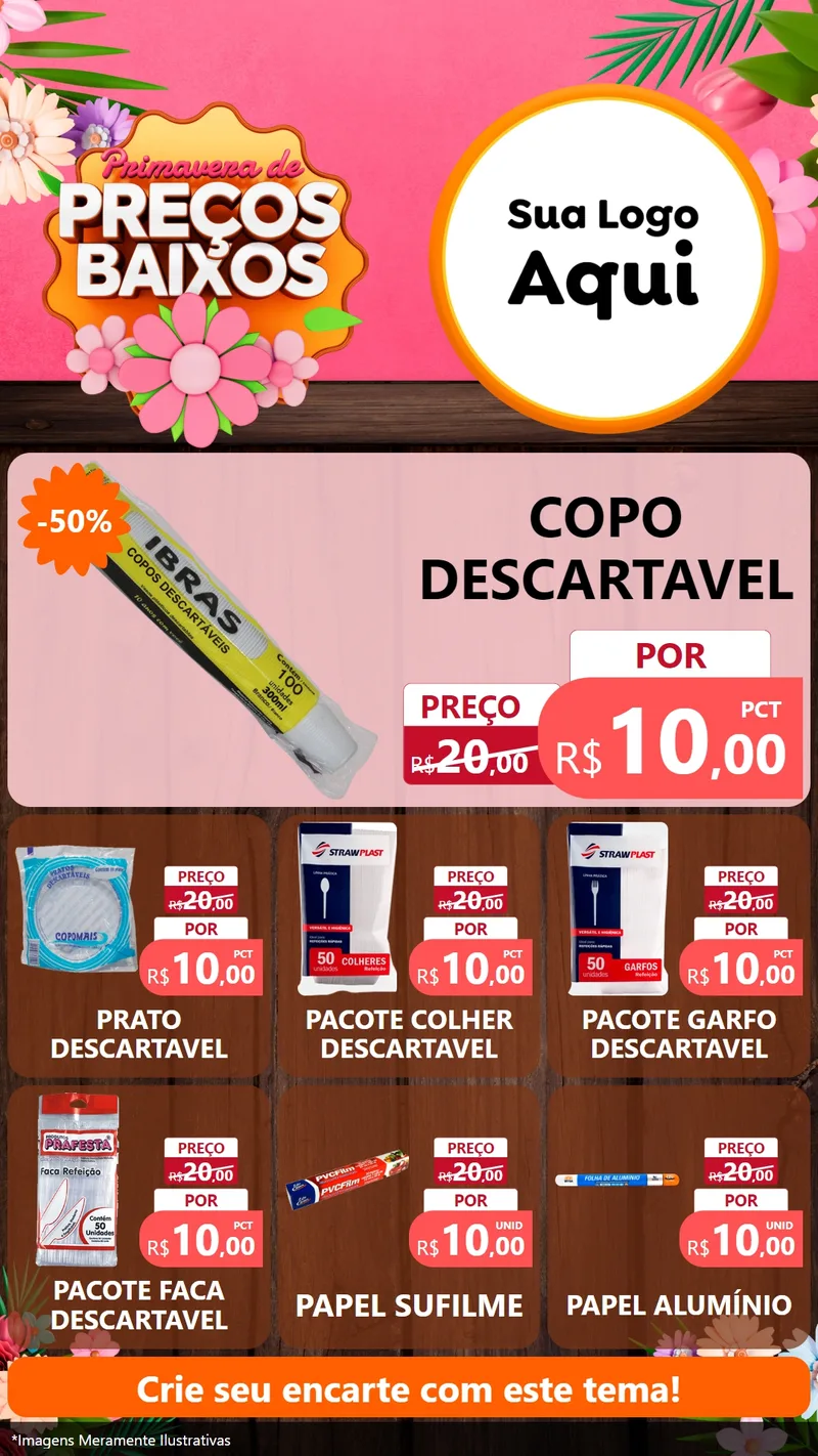 Modelo de Rede Social para Stories com o tema Primavera de Preços Baixos para Embalagens