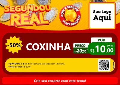 Modelo de Cartaz para Cartaz A4 Horizontal com o tema Segundou do Real para Salgadaria