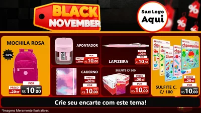 Modelo de TV para TV Horizontal com o tema Black November para Papelaria