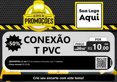 Modelo de Cartaz para Cartaz A4 Horizontal com o tema Alerta de Promoções para Tubos e conexões