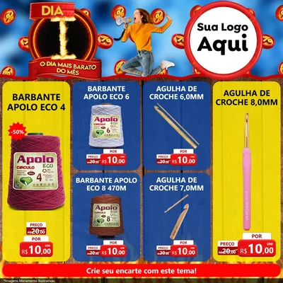 Modelo de Rede Social para Feed Facebook com o tema Dia I - O Dia Mais Barato Do Mês para Armarinho e Aviamentos
