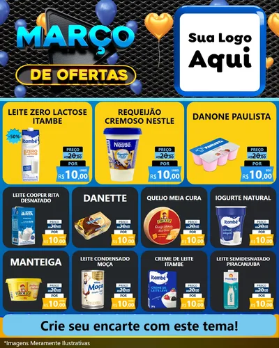 Modelo de Rede Social para Feed Instagram com o tema Março de Ofertas para Frios e Laticínios