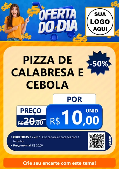 Modelo de Cartaz para Cartaz A4 Vertical com o tema Oferta do Dia para Pizzaria