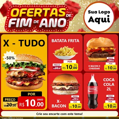 Modelo de Rede Social para Feed Facebook com o tema Ofertas de Fim de Ano para Hamburgueria