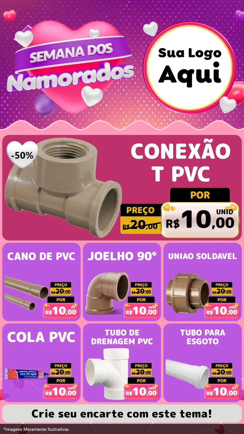 Modelo de Rede Social para Stories com o tema Semana dos Namorados para Tubos e conexões