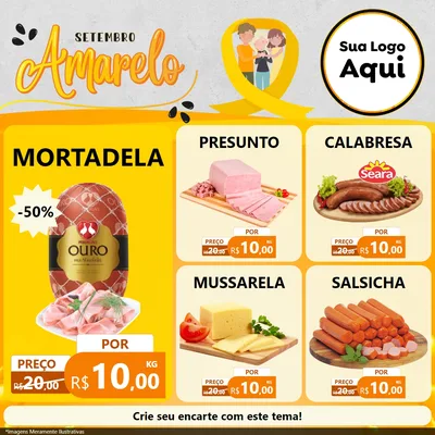 Modelo de Rede Social para Feed Facebook com o tema Setembro Amarelo para Frios e Laticínios