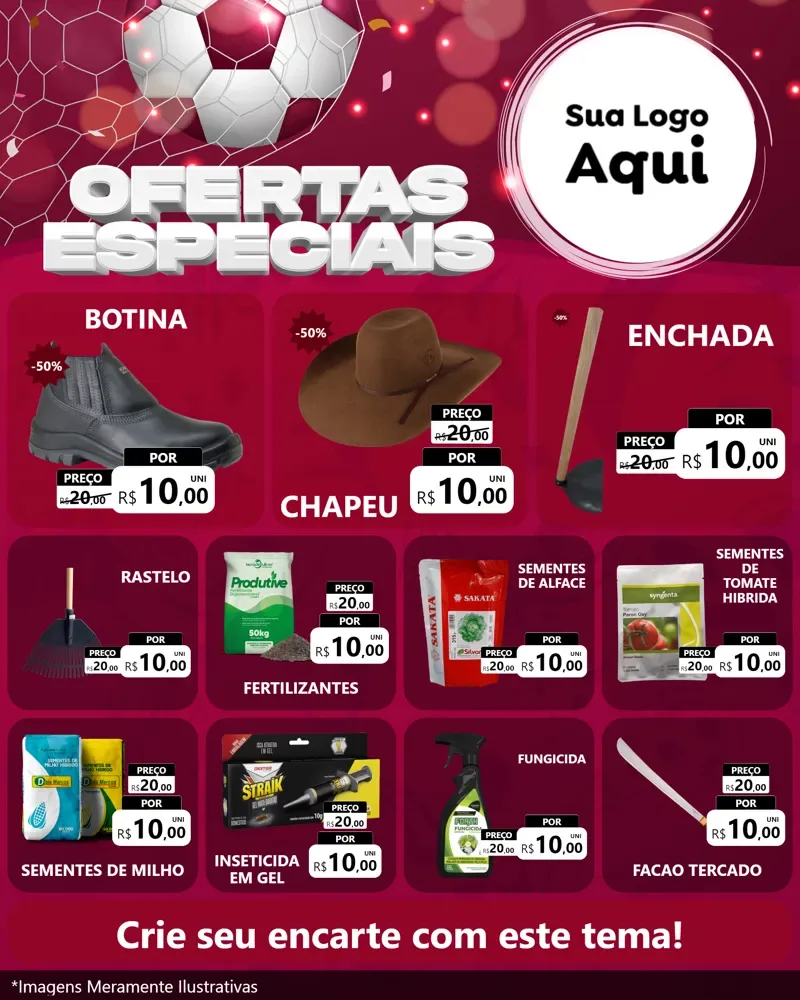 Modelo de Rede Social para Feed Instagram com o tema Ofertas Especiais - Futebol para Agropecuária